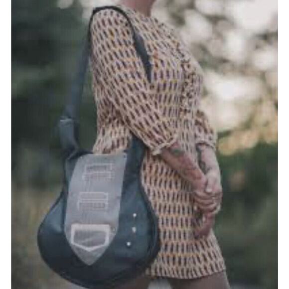 H&M Womens Dress Size 8 Short Shift Mustard Abstract 3/4 Sleeve Ruffle Pockets - Picture 8 of 14